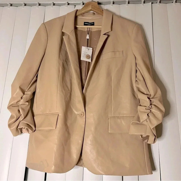 NWT — Generation Love Millie Vegan Leather Blazer, Size XXL, Beige - Picture 4 of 6